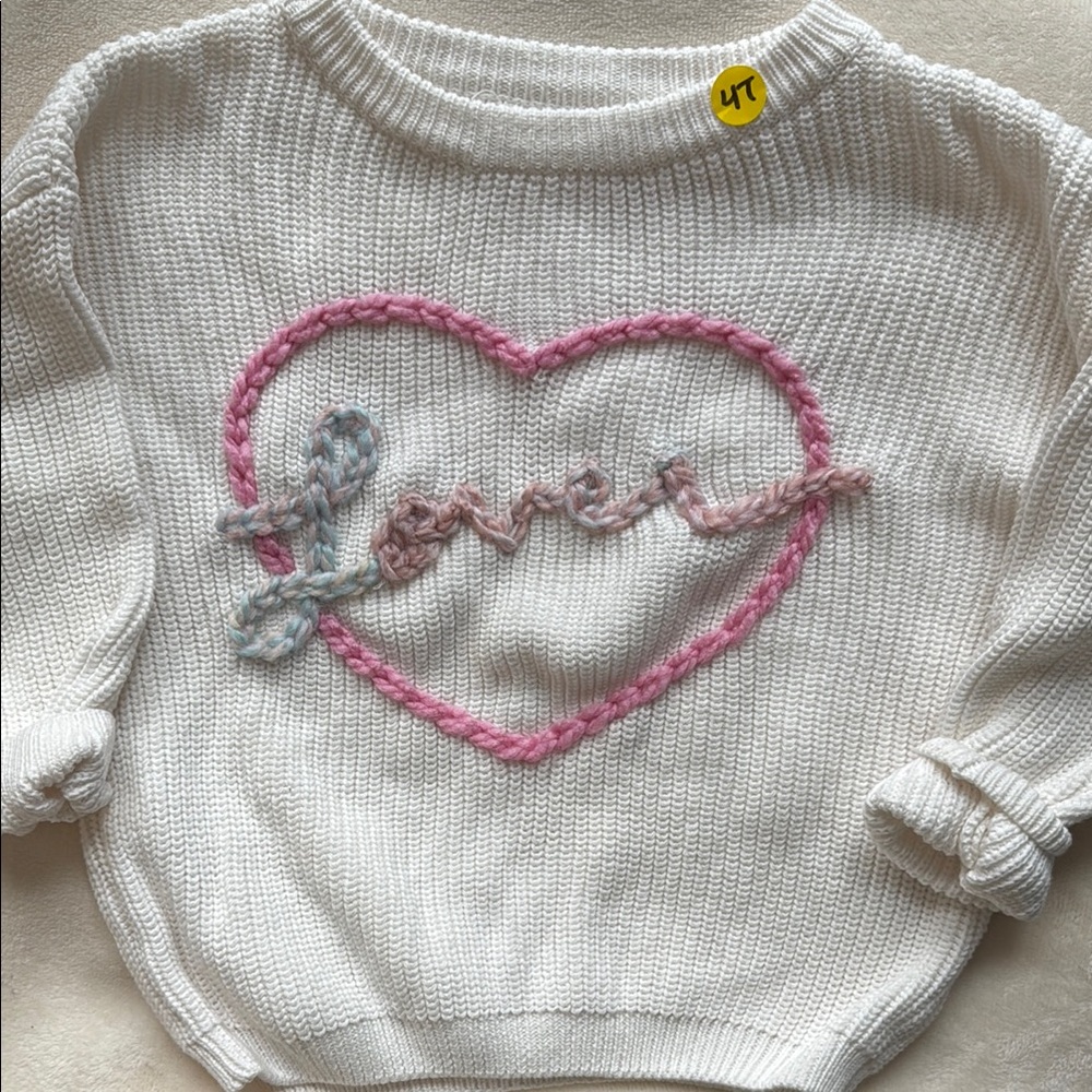 NWT Hand embroidered girls lover sweater